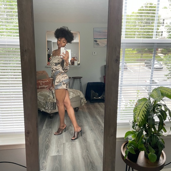 Animal Print Offshoulder Mini Dress - Picture 3 of 10